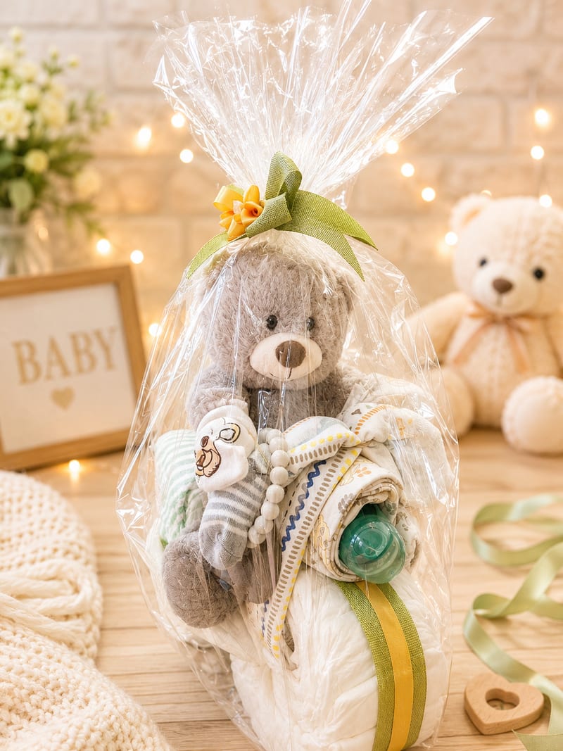 Diaper cake shaped like a tricycle